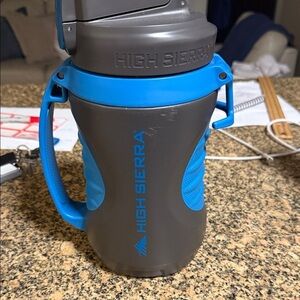 High Sierra Gray and Blue Water Bottle 64 oz
